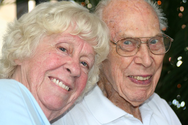 Elderly couple smiling